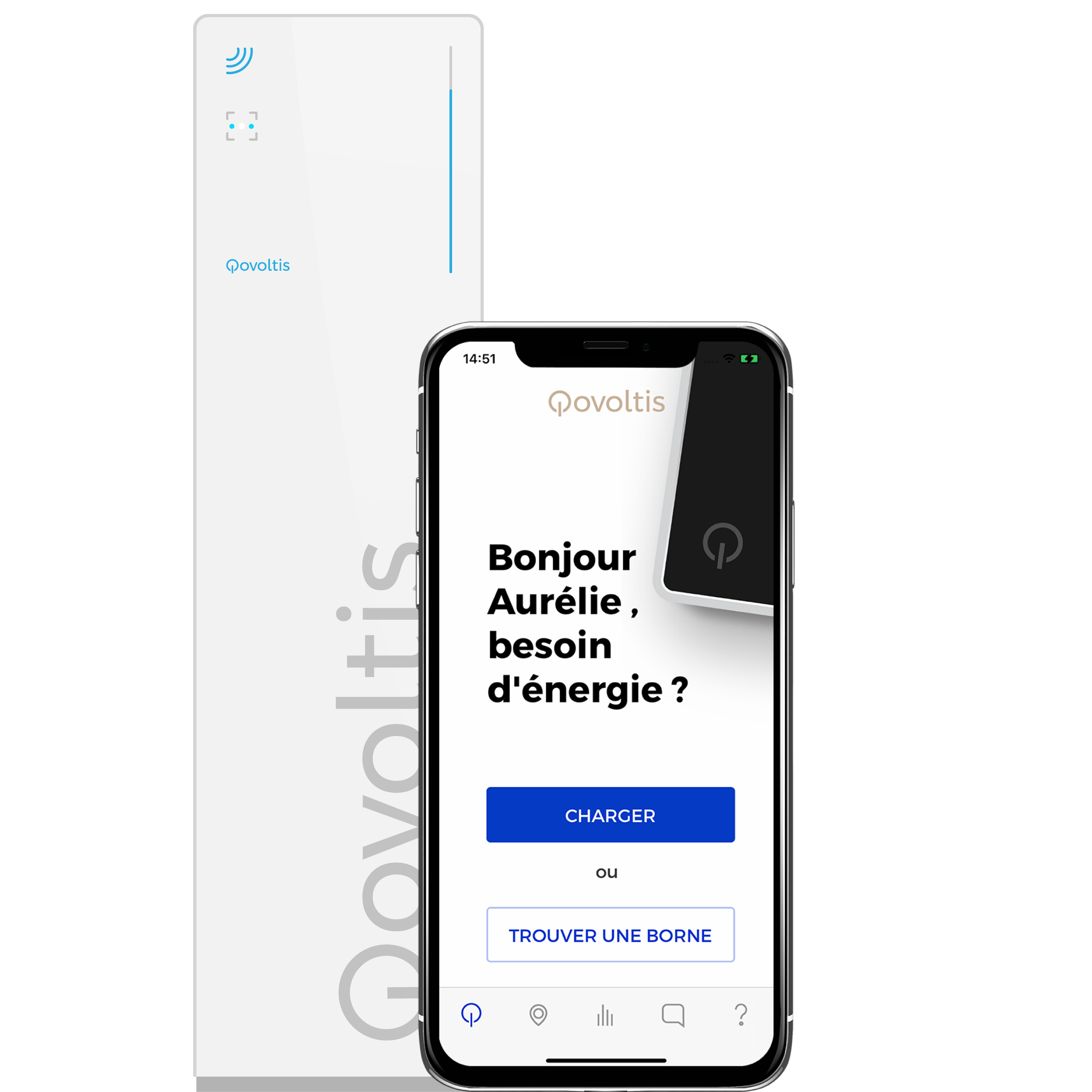 Borne de recharge Qovoltis et son application mobile