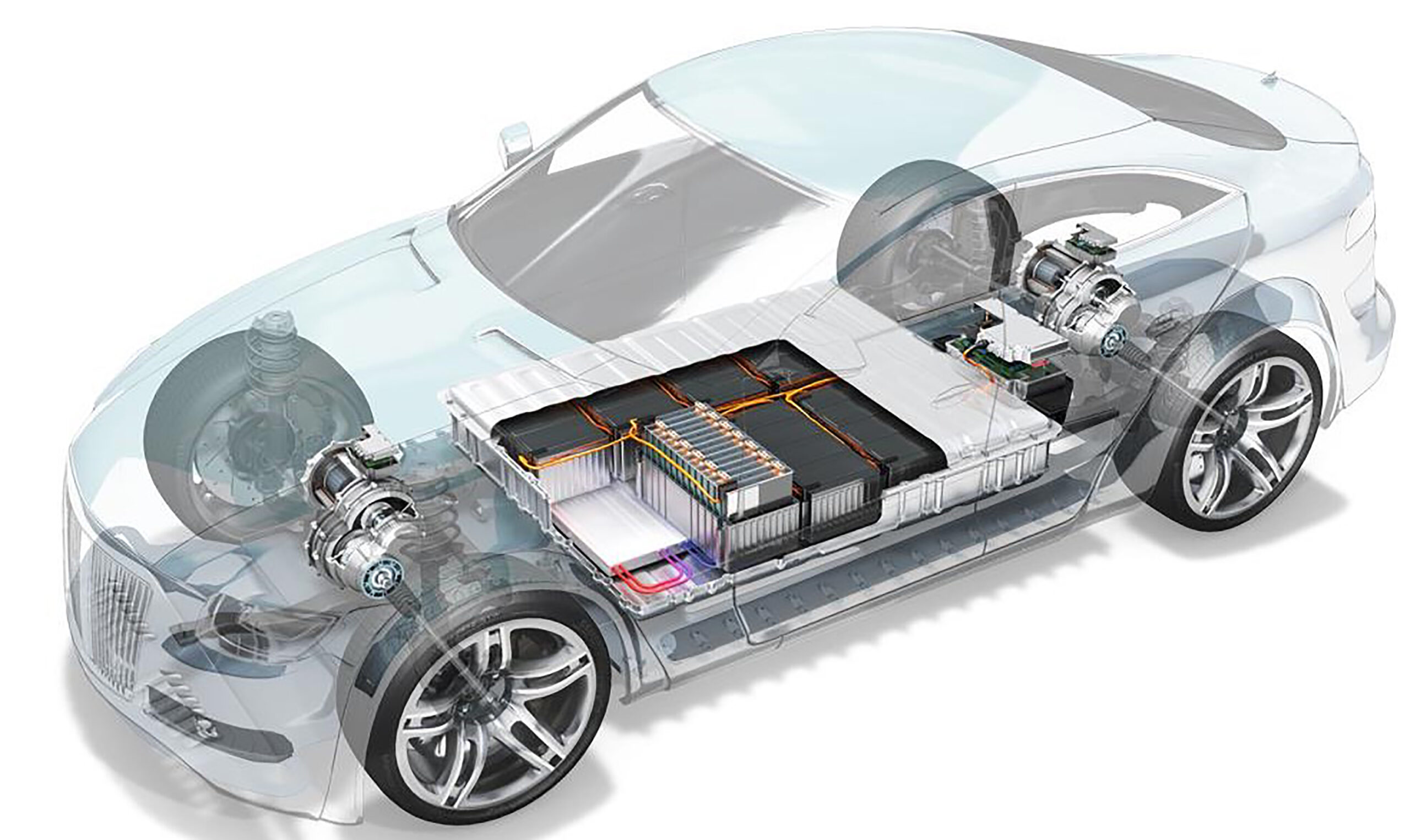 Schéma d'une batterie de traction dans une voiture électrique 